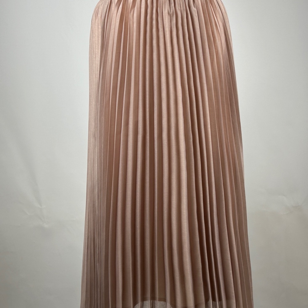 MK Michel Klein Paris Pleated Midi Skirt Tan Lined Size 38 US Size 4 or 6 NWT